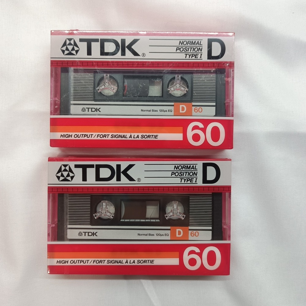 LOT (2) 1986 TDK D60 Normal Position Blank Audio Cassette Type I High Output NOS